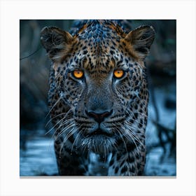 Leopard In The Water Canvas Print