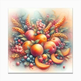 Peaches And Grapes Canvas Print