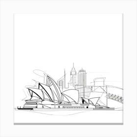 Sydney Opera House, minimalist, line art, black and white. Canvas Print