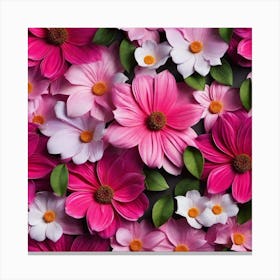 Pink Flowers On A Black Background Canvas Print