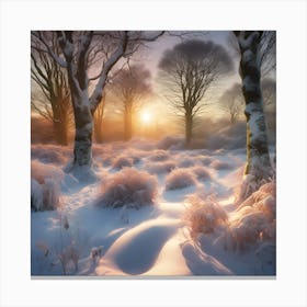 A Blanket of Snow across the Winter Woodland Landscape Canvas Print