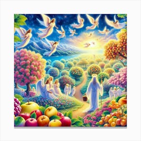 Angels In The Garden 3 Canvas Print