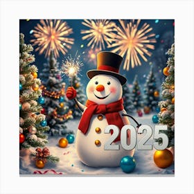 Flux Schnell A Jovial Snowman Stands Amidst A Winter Wonderlan 1 Canvas Print