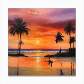 Sunset At The Beach 4 Canvas Print