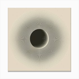 Full Solar Eclipse With Light Ray Lines Radiating Outward, Vector Art Style, Clean Simple Design, No Shading, Black Lines, White Background Toile