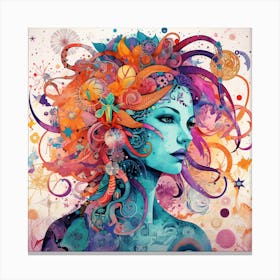 Woman With Colorful Hair 1 Canvas Print