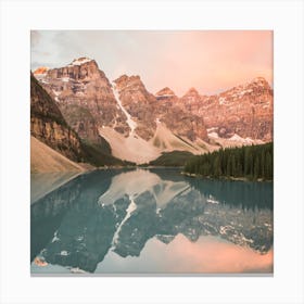 Pink Mountain View Square Canvas Print