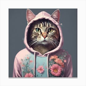 Cat In Hoodie 2 Canvas Print