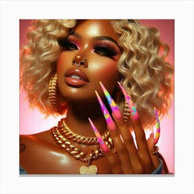 Sexy Woman With Nails Canvas Print