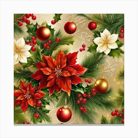 Christmas Poinsettia Canvas Print