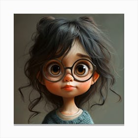 Little Girl With Glasses 1 Canvas Print