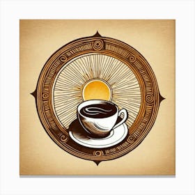 Coffee cup on Sun design Canvas Print