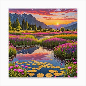 Sunset In The Mountains 1 Canvas Print