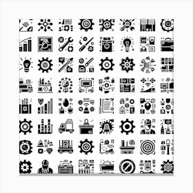 Black And White Icons Set Canvas Print