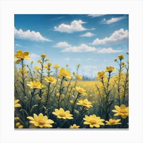 Field Of Yellow Flowers 30 Canvas Print