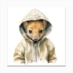 Watercolour Cartoon Wallaby In A Hoodie 2 Canvas Print