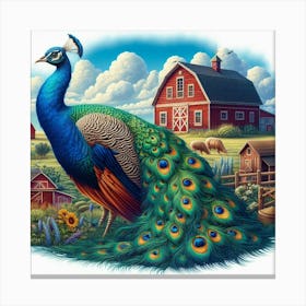 Peacock On The Farm 2 Canvas Print