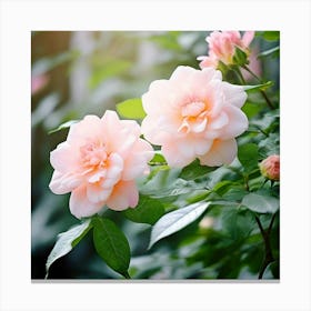 Flowers Leaves Nature Soft Freshness Pastel Botanical Plants Blooms Foliage Serene Delic (19) Canvas Print