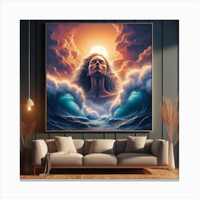 Woman In The Ocean Canvas Print