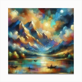 Sunset At The Lake-Abstract Art Canvas Print