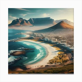 Beautiful Landscape Of Table Mountain And Beachfront 2 Canvas Print