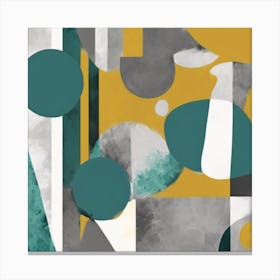 Abstract Shapes Mustard Teal Gray Art Print 2 Canvas Print