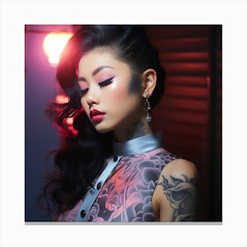 Asian Girl With Tattoos Canvas Print
