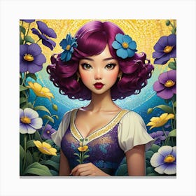 Girl With Purple Hair 5 Canvas Print