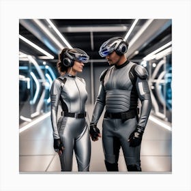 Futuristic Couple In Futuristic Space 1 Canvas Print