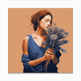 Woman Holding Flowers 1 Canvas Print