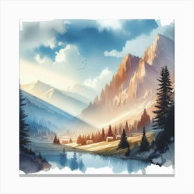 Watercolor Landscape Painting 38 Canvas Print