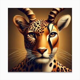 Symbiotic Hunter And Prey Cheetah And Antelope Color Illustration Canvas Print