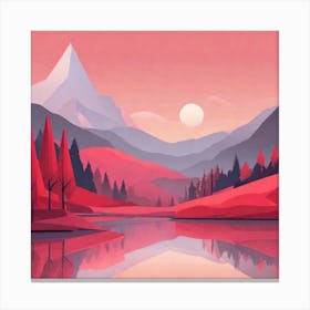 Misty mountains background in red tone 24 Canvas Print