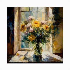 Sunflowers by the Window Still life Canvas Print