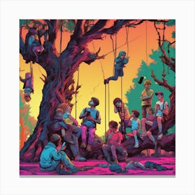Tree With Children In It Canvas Print