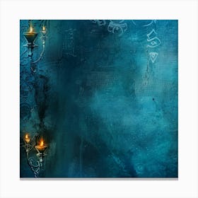 Dark Blue Background With Candles Canvas Print