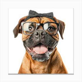 Boxer Dog With Glasses 3 Canvas Print