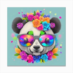 Panda Bear With Flowers 1 Canvas Print