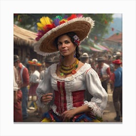 Woman In Mexican Costume Canvas Print