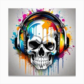 Skull With Headphones 22 Canvas Print