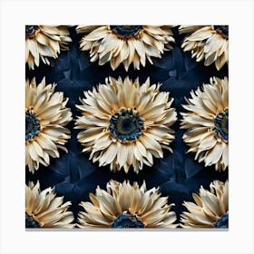 Sunflowers On A Blue Background Canvas Print