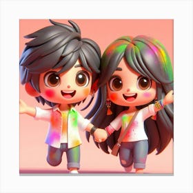 Holi Couple 11 Canvas Print