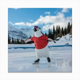 A Photo Of A Penguin Skating On The Snow Nd2zssgzsdczauqalbwuca Efuvnrmcqaqoqyimkjhk1g Canvas Print