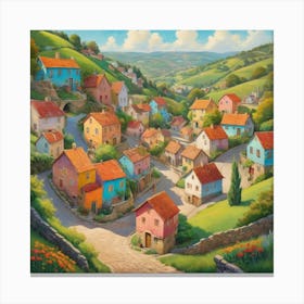 Village In The Hills Art Print Canvas Print