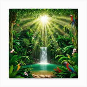 A Stunningly Vivid Scene Of A Tropica Forest Canvas Print