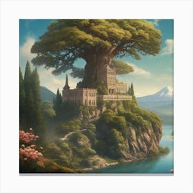 Leonardo Vision Xl S One Tree On The Top Of The Mountain Towering Canvas Print