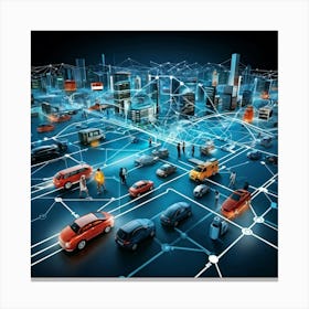 A Digital Render Of An Intricate Network Of Vectors Representing The Thoroughfare Of Transportation (2) Canvas Print