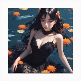 Asian Girl In Water Canvas Print