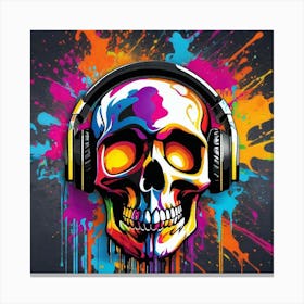 Skull With Headphones 72 Canvas Print