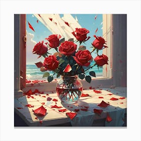 Roses In A Vase Canvas Print